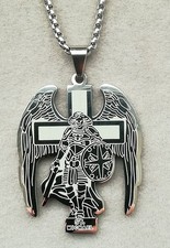 Erzengel Michael Anhänger Mit Kette Edelstahl Silber Engel Sankt Heiliger Schutz