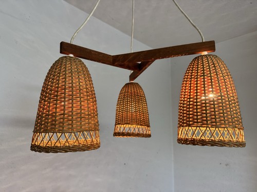 Vintage rattan lampe - vintage,