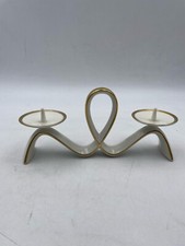 G13 Alka Kunst Bavaria Kerzenleuchter für 2 Kerzen / Porzellan Weiß/Gold Vintage