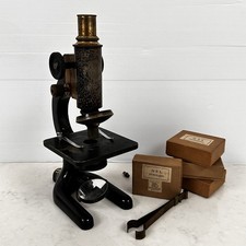 Vintage C Baker 11359 Mikroskop London Monokular & NBS Objektträger (M)