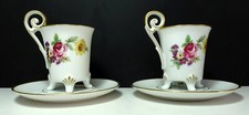 Tirschenreuth Bavaria 2 Moccatasse Espresso Tasse mit Untertassen Blumenmotiv