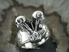 Silberring 925 TOTENKOPFRING Totenkopf memento mori Skull V2 Ring MOTOR Engine