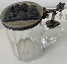 Glas Bierkrug, Kristallglas Humpen, Spruch, Bierglas von 1855 aus Kristallglas