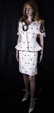 Vtg. 100% Seide Kostüm Silk Skirt Suit Jacke Rock Saint Romei Polka Dot Gr S