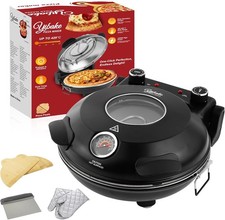 Pizza-Ofen elektrisch 1200W 4-Min-Pizza, 31cm runder Stein 420℃ 5 Modis, schwarz