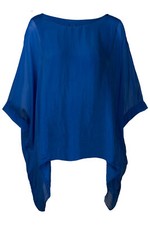 Seidentunika für Damen made in italy Fledermaus-Ärmel Viele Farben 38 40 42 44