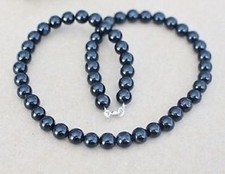 8 mm  Onyx  Edelstein  kette ,  45 cm .Silber Verschluss ,,( Kit-23 )