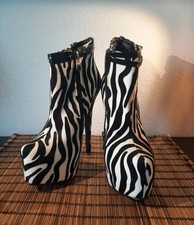 Zebra Muster Italienische High Heels 16cm Stiletto Boots, Größe 37
