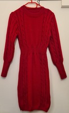 Neu ! Damen Strickkleid Gr. S/M, Rot, Zopfmuster, Herbst, Winter, Kleid