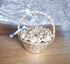 Süßstoffdose Obstkorb mit Zange, ca 6cm hoch inkl. Henkel, Florenza,  vergoldet