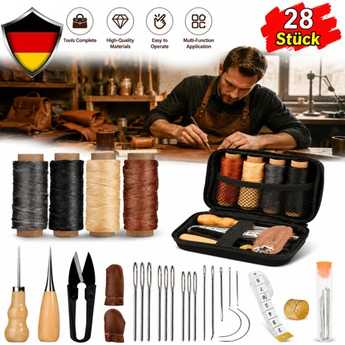 Stück leder nähset - 28,