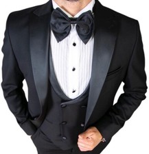 Designer Smoking Anzug Spitzkragen Hochzeitsanzug 80% Wolle Herrenanzug Slim Fit