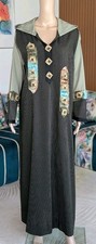 Damen Langarm Kleid Kaftan mit Kapuze Djellaba Abaya Galabia Gr.44