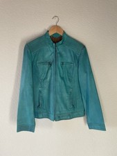 David Moore Lederjacke Türkis