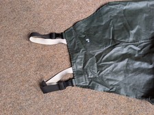 Regenhose, Latzhose Herren Gr. L von Jeantex, oliv grün, Ölzeug, Rarität, Bib