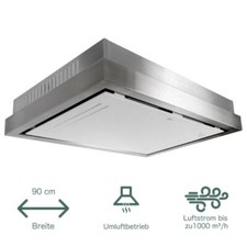 Dunstabzugshaube Deckenhaube 90 Weiß Glas Gurari GCH IS 343 90 EBM Motor 