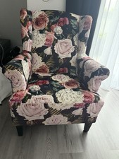 Sessel mit Bunten Blumenmuster Design Stoff Polstersessel
