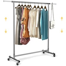 Eleganter Kleiderständer auf Rollen – Höhenverstellbar, 90-132 x 40 x 113-170 cm