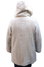 Peter Hahn Lamahaar Kurzmantel, Jacke, Gr. 44/46, hellbeige, Kapuze, Alpaka/Moha