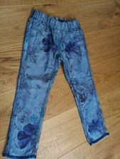 Fitz-z Mädchen Wendehose Jeans Hose Capri 3/4 Jeggings kurz  Gr. 140 blau Blumen