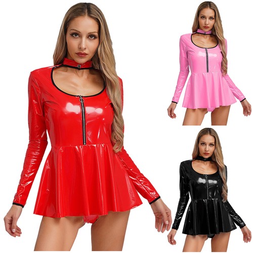 Damen minikleid wetlook - de,