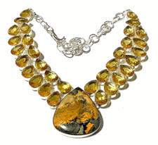 NATÜRLICH HUMMEL JASPIS Edelstein HALSKETTE HANDGEFERTIGT 925 Sterlingsilber 1