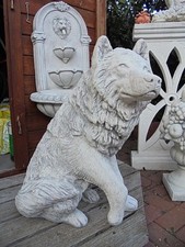 Gartenfigur "Wolf sitzend" 70 cm, Steinguss, Wolf, Statue, Gartendeko, Tierfigur