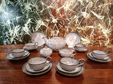 SEROCKA XANTEN  edles 21 teiliges Teeservice / 6 Personen / weiße Schmelzglasur