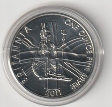 1 oz Großbritannien 2011  Britannia 958 er Silbermünze in STGL Kapsel - (59)