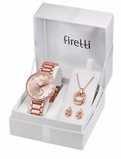 Firetti Damen Armbanduhr Set 4-tlg. rose gold farben Ohrstecker, Kette (775)