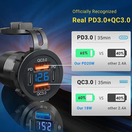12v usb auto kfz - qc, pd