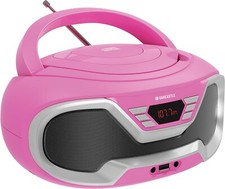 Oakcastle CD200 Tragbarer CD Player Ghettoblaster I Bluetooth, UKW Radio, USB, Pink