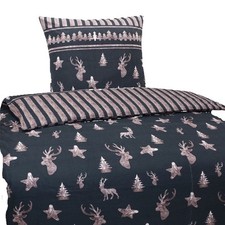 Hochwertige Biber Bettwäsche Baumwolle Winter Grau Braun 135x200 80x80