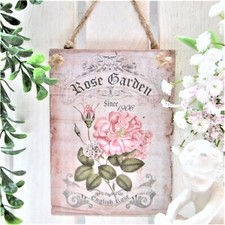 Aufhänger Wandbild Tür Hänger Holz Schild Deko Bild Vintage Shabby Rosen Blumen