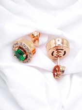 Ohrringe Ohrstecker "Orbis" 585 rolled Rosegold mit Zirkon Smaragd grün 10mm 5g