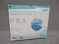 EUROPAPA 50 Stück Blau Type IIR Norm EN 14683 TÜV CE Mundschutzmaske OP Maske