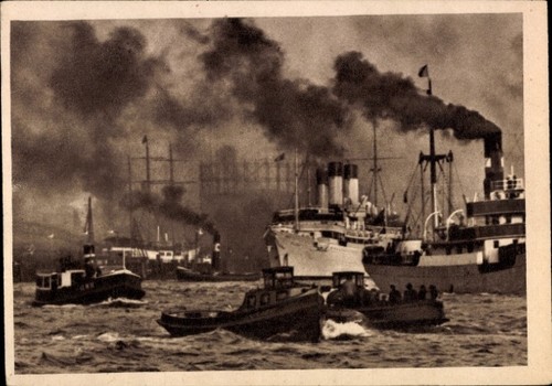 Hamburg hafen dampfer - ak,