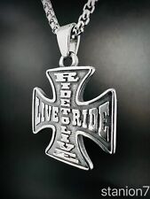 Live to Ride Eisernes Kreuz Anhänger Edelstahl Herren Schmuck Biker Freiheit 362