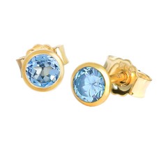 Paar Ohrstecker Echt Blautopas