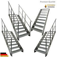 Premium Treppe 9 Stufen Breite 60-140cm Höhe 171cm Außentreppe Geländer Terrasse