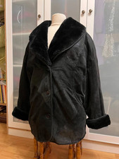 Echt Leder Wintermantel Gr. 48 Schwarz Vintage Top Zustand