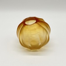 Vintage Glasvase Kugelvase Braun Bernsteinfarben Facettenschliff Vase Glas