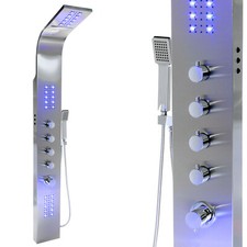 Steinkirch LED Duschpaneel Edelstahl Multi Funktionen Regen Dusche Wasserfall XL