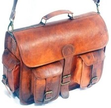Tasche Leder Messenger Laptop Aktentasche Vintage Schulter Echt Umhängetasche...