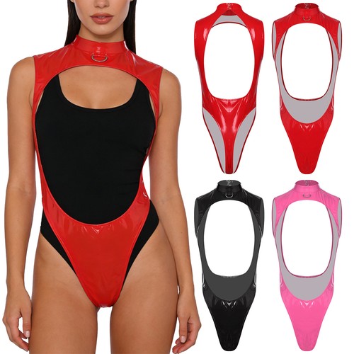 Damen wet look - wet-look, lederbody