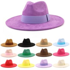 Großer Breiter Krempe Hut für Damen Herren Klassischer Wildleder Panamahut