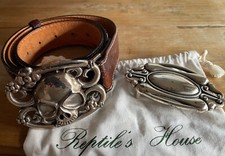 Reptile's House Gürtel, dunkelbraun, 48/90 mit 2 Gürtelschnallen