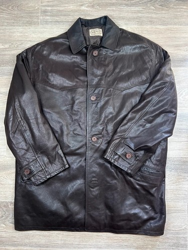 Langer vintage ledermantel - langer,