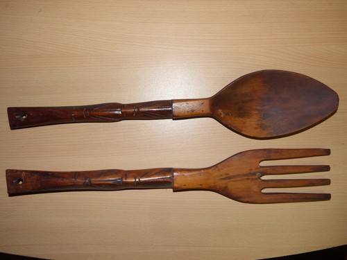 Holz wanddeko löffel gabel - holz,