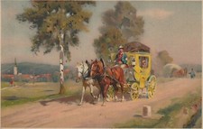 Postkarte: Postkutsche, Reisen
